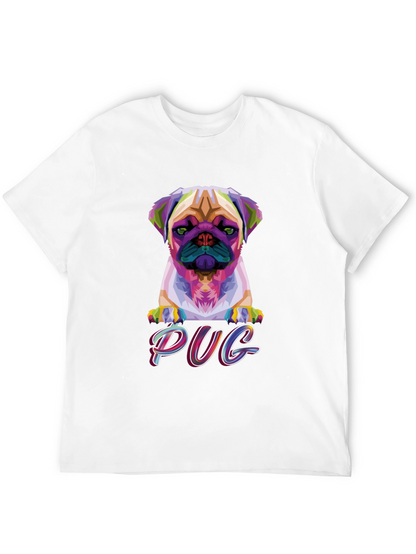 Camiseta Negra con Diseño Pug Geométrico