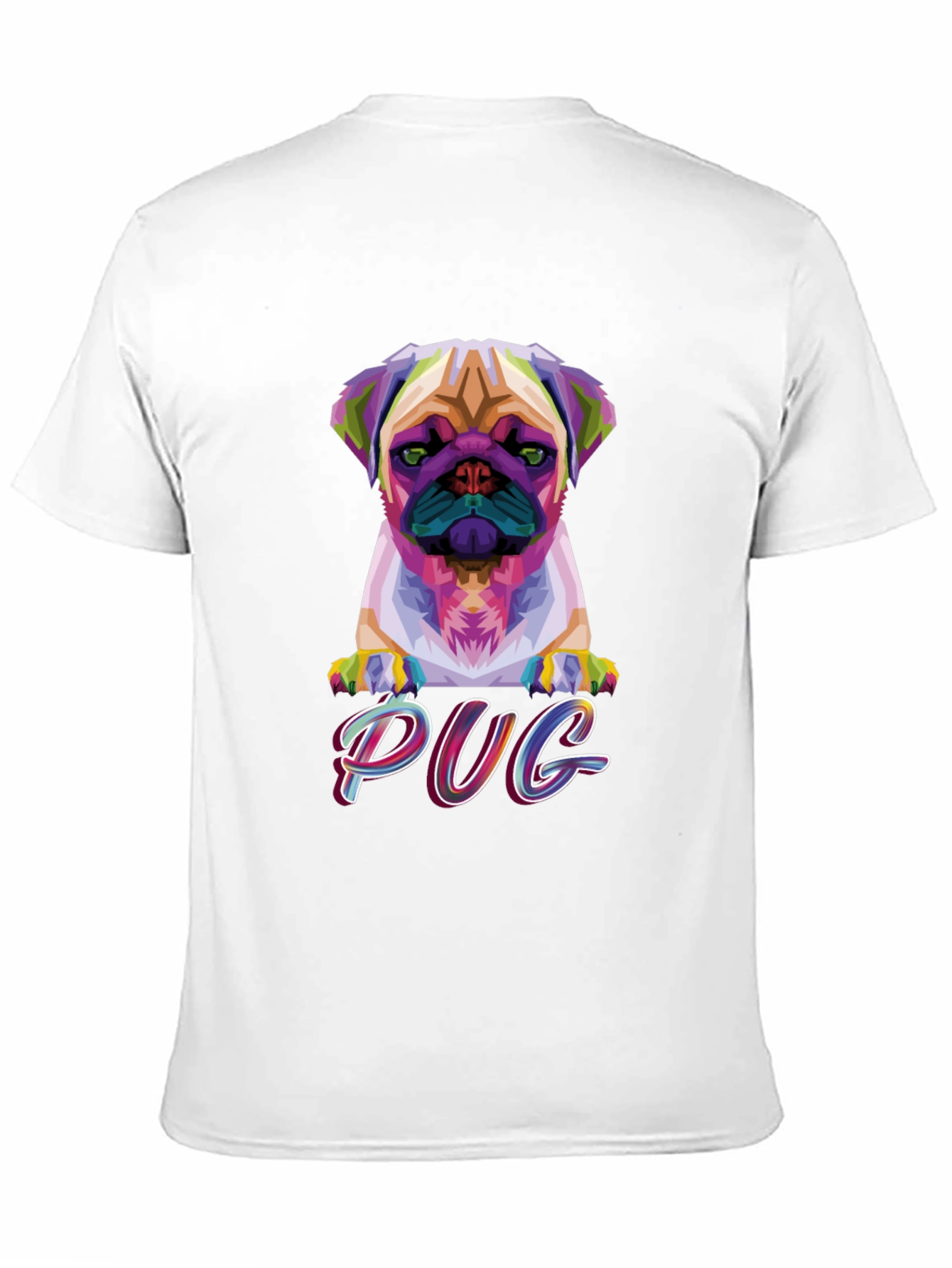Camiseta Negra con Diseño Pug Geométrico
