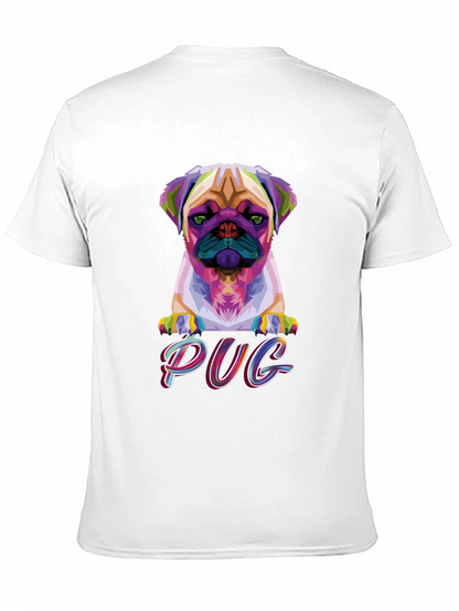 Camiseta Negra con Diseño Pug Geométrico