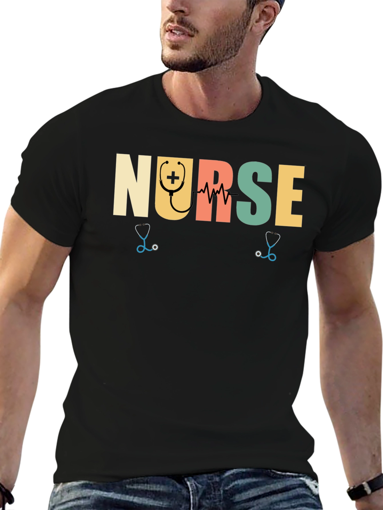 Camiseta Negra Nurse para Enfermeras