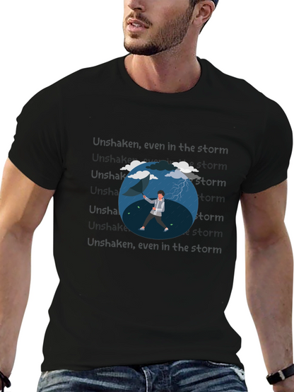 Camiseta Negra con Diseño de Lluvia