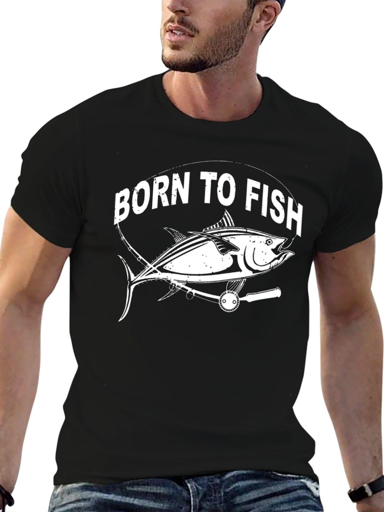 Camiseta Negra Born To Fish Pescado